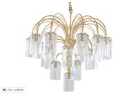 vintage glass and brass waterfall chandelier