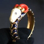 vintage hattie carnegie ram head enamel bracelet