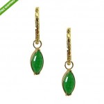 vintage jade jadeite 18k hoop dangle earrings