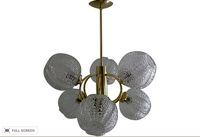 vintage mid-century german brass and glass chandelier