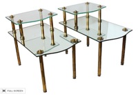 vintage mid-century side tables brass mirrored side tables