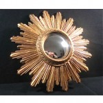vintage mid-century small french sunburst convex mirror