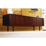 vintage mid-century walnut tambour door sideboard