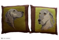 vintage needlepoint dog pillows