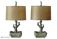 vintage pair of ceramic tree lamps