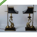 vintage pair of chapmam french swan table lamps