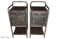 vintage pair of french polished steel nightstands