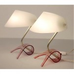 vintage pair of mid-century lucite table lamps