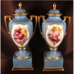 vintage pair of porcelain urns