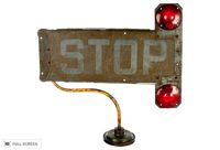 vintage school bus stop sign lamp