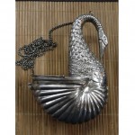 vintage silver plated brass swan purse