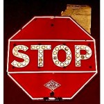 vintage stop sign with reflectors
