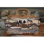 vintage tapestry train case handbag