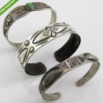vintage trio of sterling silver native american bracelet