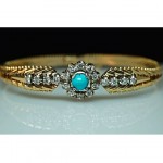 vintage turquoise and diamond 14k bracelet