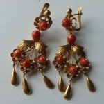 vintage victorian coral drop earrings