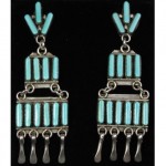 vintage zuni sterling turquoise chandelier earrings