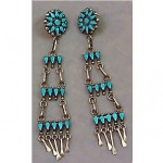 vintage zuni turquoise chandelier earrings
