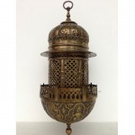 antique 1800s indian mughal temple brass lamp lantern