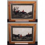 antique 1850s british reverse painting fox hunting paintings