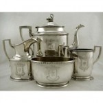 antique 1860s shreve brown sterling swan tea set