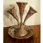 antique 1900s millefiori glass epergne vase