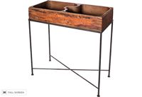 antique 19th century copper and wood dry sink