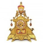 antique 19th century japy freres gilt porcelain mantle clock