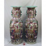 antique pair of chinese medallion famille rose porcelain vases