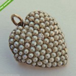 antique victorian seed pearl 14k puffy heart pendant brooch