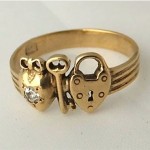 victorian diamond gold key to my heart ring