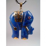 vintage 14k lapis lazuli hand carved elephant pendant with ruby eye