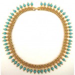 vintage 1950s turquoise gilt necklace