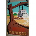 vintage 1957 disneytland frontierland silk screened poster