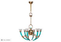 vintage 1960s french enamel and brass chandelier