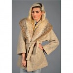 vintage 1960s lynx collar belted wool coat jacket
