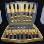 vintage art deco bakelite flatware set in original box