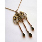 vintage art nouveau peridot pendant necklace