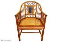 vintage bamboo chair with chinoiserie panel