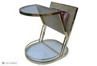 vintage brass and glass magazine pocket end table