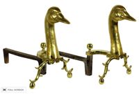 vintage brass goose andirons