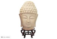 vintage ceramic buddha head with stand