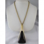 vintage crown trifari tortoise lucite pendant necklace