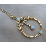 vintage edwardian gold opal pearl pendant