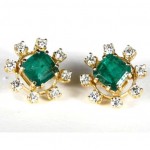 vintage emerald and diamond earrings