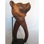 vintage figural carved wooden bear nut cracker