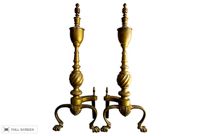 vintage french brass andirons