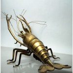 vintage huge brass crustacean centerpiece server