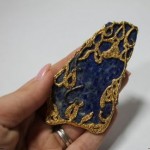 vintage large handcrafted 14k lapis lazuli pendant