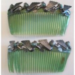 vintage mexican sterling silver turquoise hair combs